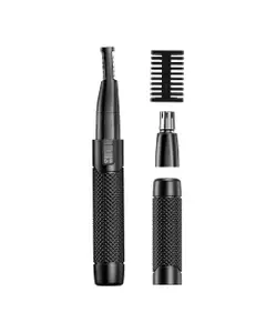 Wahl Manscaper Tactical Pen Trimmer for nose and brows with attachments on a white background